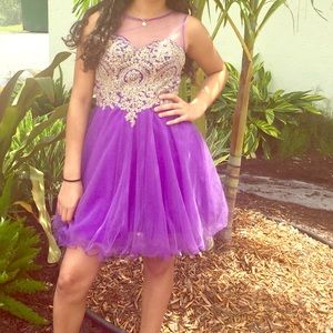 Gold and purple dress